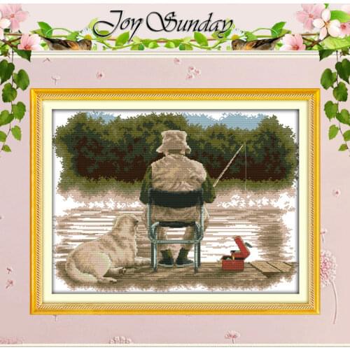 Fishing Patterns Counted Cross Stitch DIY 11CT Printed 14CT Cross Stitch Sets Wholesale Cross-Stitch Kits Embroidery Needlework