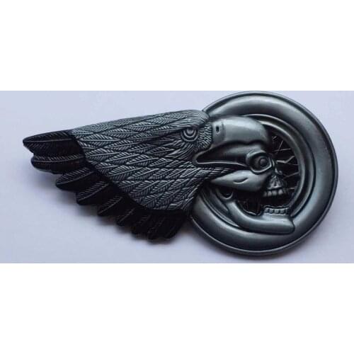 Silver Eagle Skull Motorcycle suitable for 4cm wideth belt with continous stock