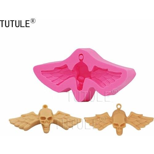 Angel wings skull silicone mold Made From Food Safe Silicone Fondant Gum Paste Chocolate Craft For Resin Polymer Clay Metal Mold