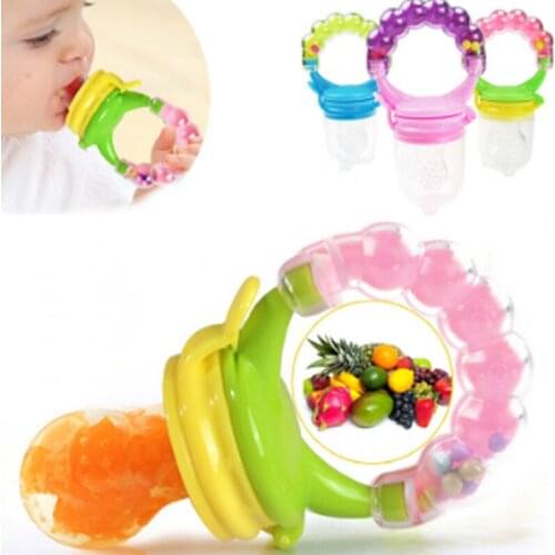 Baby Nipple Fresh Food Fruit Milk Feeding Bottles Learn Feeding Drinking Water Straw Handle Teething Pacifier with bell