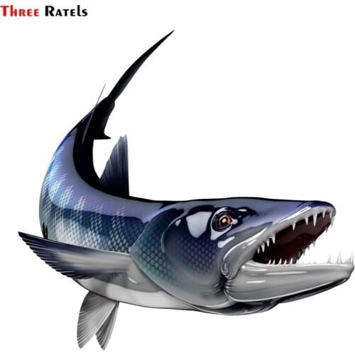 Three Ratels FTC-910 Barracuda Fish Fishing Car Stickers Auto Decals 3D Styling Motorcycle Decal Accessories