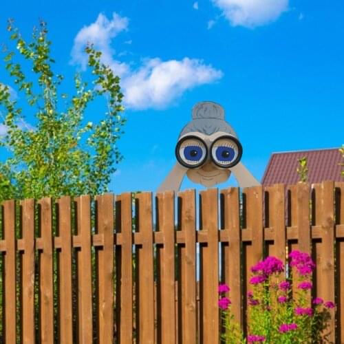 Garden Fence Decoration Nosy Grandpa Grandma Acrylic Statue Ornament Fun Garden Yard Art Decor