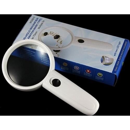 Portable Magnification 3x Handheld Lighted Newspaper Reading Magnifier Optical Glass Magnifying Glass with LED Lights Loupe