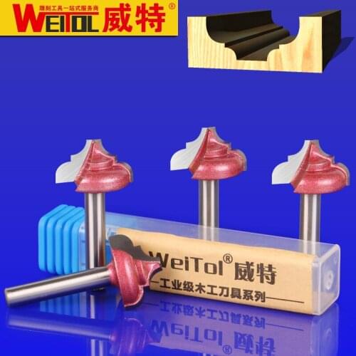 WeiTol free shipping 4 pcs 6mm shank woodworking CNC Engraving Router Bit Trimmer Chamfer Carving Tool Round Over Bit for wood