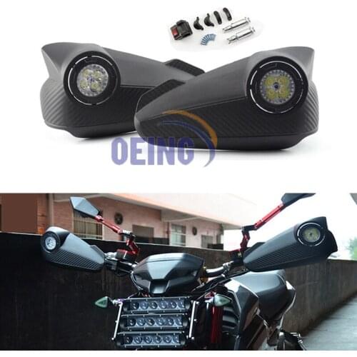 Motorcycle Hand Guards with LED Handguards Protection Universal for Kawasaki Suzuki Enduro Dirt Bike Hand Shields Protector Kit