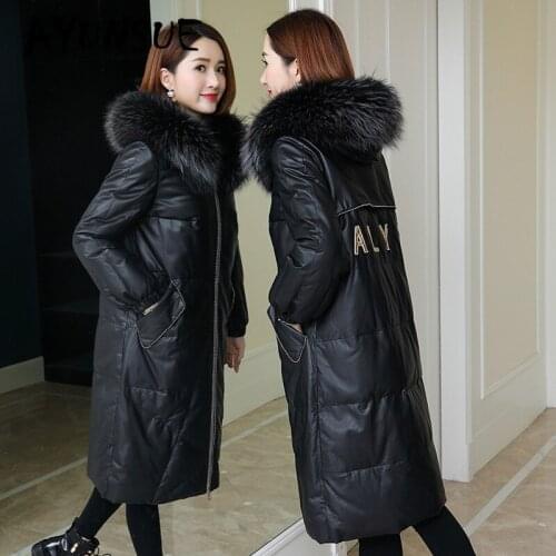 Real Leather Jacket Genuine Sheepskin Coat Duck Down Coat Women Clothes 2020 Raccoon Fur Collar Winter Coat Women B0556 YY2287