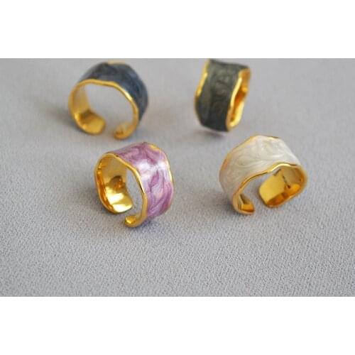 WT-R358 Korean Imaginative Colorful Rings Handmade Enamel Irregular Modern Adjustable Women Rings For Finger