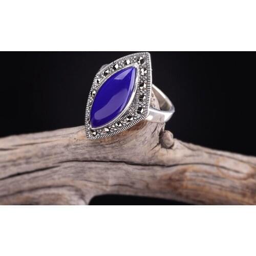 New Fashion Lapis Lazuli Ring For Women Real 925 Sterling Silver Elegance Natural Gemstone Ring Original Fine Jewelry
