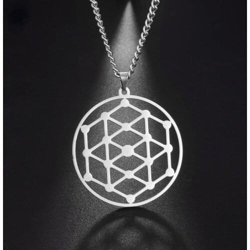 Fashion Stainless Steel Ladies Necklace Universe Mesh Graphic Pendant Clavicle Chain Men and Women Couples Circle Accessories