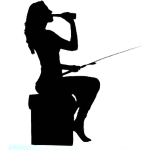 10.5cm*14cm Funny FISHING Girl Vinyl Car Sticker Decals Car-styling Laptop Suitcase Helmet Skateboard Sticker9