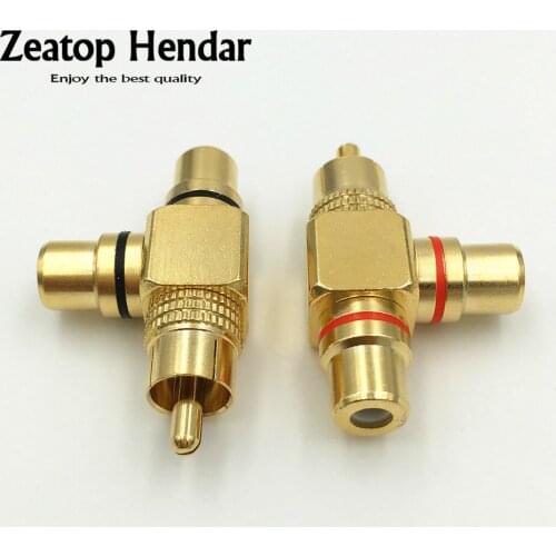 10Pcs High Quality Copper RCA Male to 2 Female RCA Splitter Adapter AV Video Audio T Plug RCA 3 way Plug