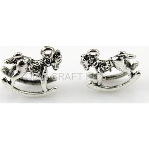 100pcs rocking horse antique bronze silver bronze retro pendant zinc alloy charm, drops for diy 15X11mm mix color