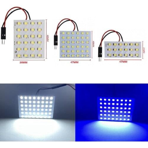 18 24 36 48 SMD 2835 LED Auto Dome Panel Light Car Interior Reading Lamp Roof Bulb With T10 W5W BA9S C5W Festoon 3 Adapter Base