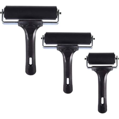 3 Pack Soft Rubber Brayer,Rubber Brayer Roller Paint Brush Ink Applicator Art Craft Oil Painting Tool (2.4 Inch,4 Inch,5.9 Inch)