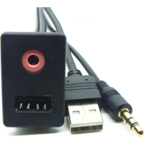 Car USB AUX Headphone Male Jack Flush Mount Mounting Adapter Panel Input Aux Connector Pro 3.5mm 12V for Ford Focus Mk2 Accessor
