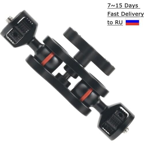 Double Ball Head Mount Adapter Magic Arm 360 Rotation Articulating Clamp 1/4'' Screw for SLR Camera Monitor Light Stand Bracket