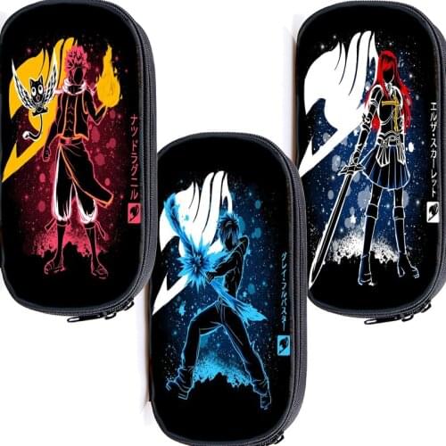 FAIRY TAIL Cosmetic Bags Natsu Boys Girls Children Storage Bags Erza Gray Lucy Large Pencil Case Women Men Fashion Makeup Bag
