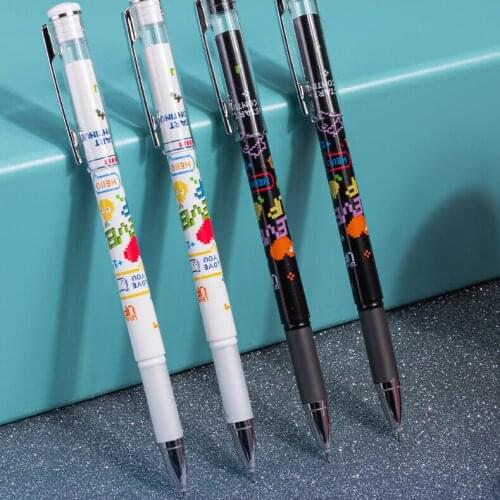 12pcs/batch enhanced syringe gel pen 0.5mm black ink cartoon heart-shaped student office stationery