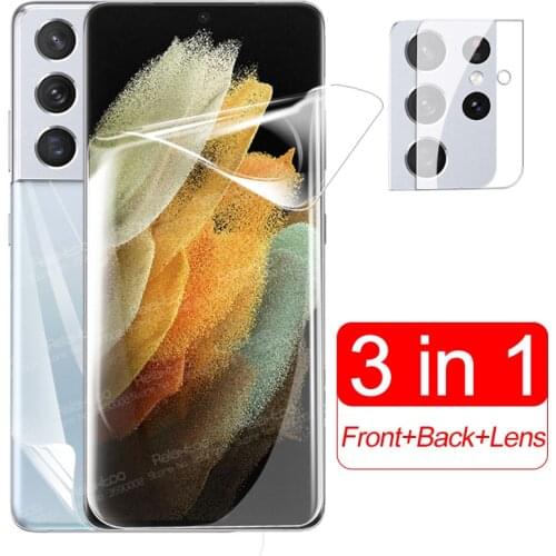 3in1 Front Back Hydrogel Soft Film For Samsung Galaxy S21 Ultra S 21 Plus 5G S21Ultra S21Plus Camera Screen Protector Not Glass