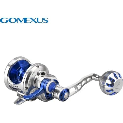 Gomexus Slow Jigging Saltwater Reel Narrow Spool 6.3:1 Lever Drag 22kg Left and Right Hand Reel EX300