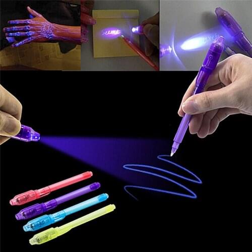 HOT Magic Purple 2 In 1 UV Black Light Combo Creative Stationery School Office Drawing Invisible Ink Pen