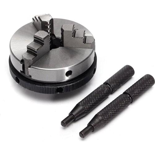 K01-63/65/M14 3 Jaw Lathe Chuck Manual Self-Centering Mini Metal Lathe Chuck Tool Accessories Tool With 2Pcs Lock Rods