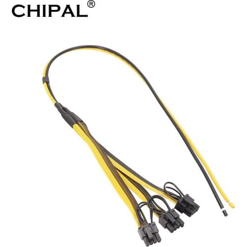 CHIPAL 70CM Power Supply Cable 6+2 Pin Card Line 1 to 3 6pin+ 2pin Adapter Cable 12AWG+18AWG Splitter Wire for PSU Vedio Card