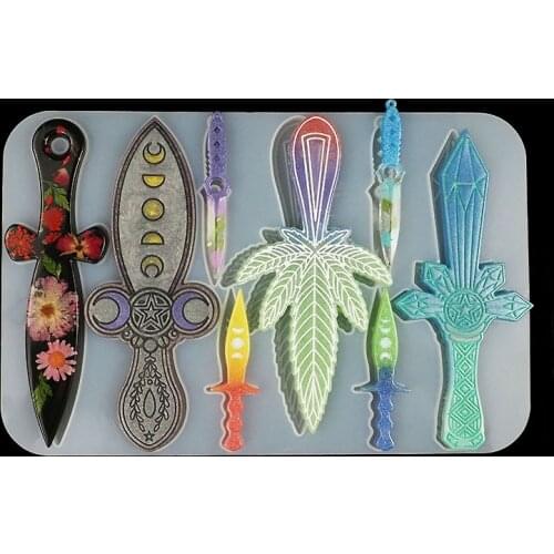 Dagger Resin Molds Silicone Mold (8 Cavity) Silicone Mold Resin Art Supplies for Keychain Home Decoration Cosplay