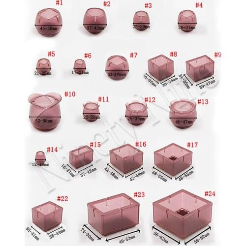12Pcs Chair Leg Caps Assorted Round Square Rectangle Felt Silicone Floor Protector Furniture Table Feet Covers Dark Red
