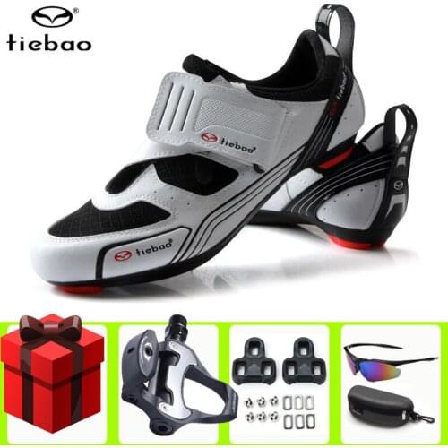 TIEBAO Cycling Shoes Professional Athletic Bicycle Breathable Men Self-Locking Road Bike Shoes Women Cycling Sneakers Women