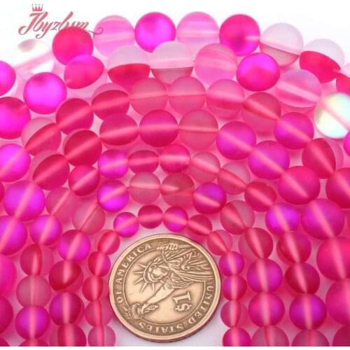 Round Frost Pink Austria Crystal Synthesis Glitter Stone Loose Beads for DIY Women Men Necklace Bracelet Jewelry Making 15"