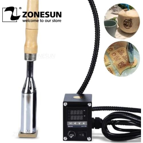 ZONESUN Leather Hot Stamping Machine Craft Wood Cake Bread Paper Custom Logo Branding Handheld Bronzing Tool