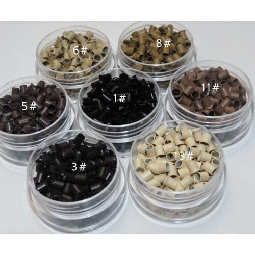 200PCS Copper Micro Rings With Lips Keratin Fusion Extensions Micro Ring Copper Tube Link 3.2x2.8x4.0mm Flared Micro Beads