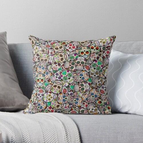Mexican sugar skulls Throw Pillow Cushion Cover Polyester throw pillows case on sofa home living room car seat decor 45x45cm