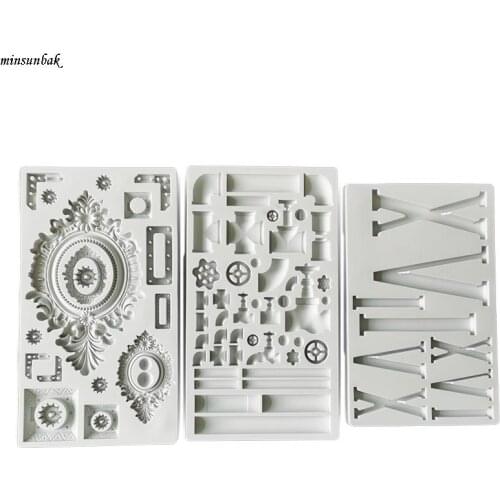 Minsunbak Roman Numerals Silicone Fondant Mold European Classic Embossment, Pipe, Modeling Chocolate Cake Decoration Tool