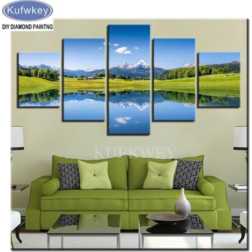 5 Pieces Woodland Grass 5D DIY Diamond Painting Full Square/Round resin Drill Cross Stitch diamond mosaic photo Decor