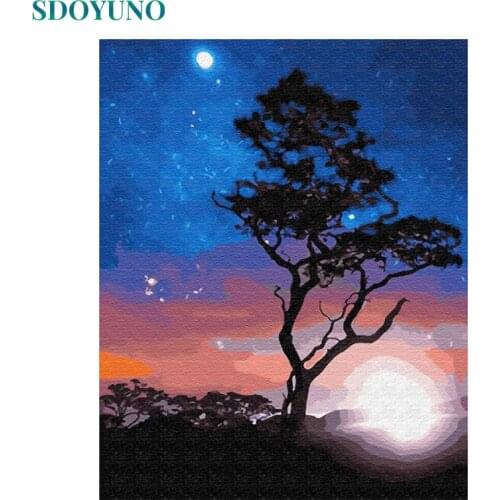 SDOYUNO 60x75cm Paint By Numbers Kits Landscape DIY Painting By Numbers On Canvas Scenery Frameless Digital Tree Handpaint Decor