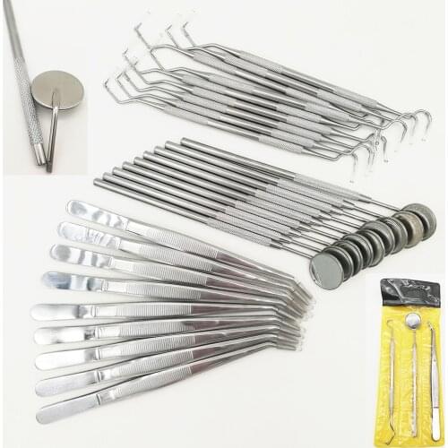 9 set Dental Mirror Kit Dentistry Lab Mouth Mirror Dentists Pick Tool Teeth Scaler Dentist Tools Dental Materials Kits 3 pcs/set