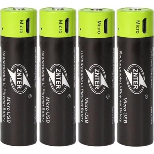 Original ZNTER 4Pcs 3.7V 18650 Battery 1500mAh Battery 18650 Lithium Polymer Batteria Chraged By US Cable Line Drop shipping