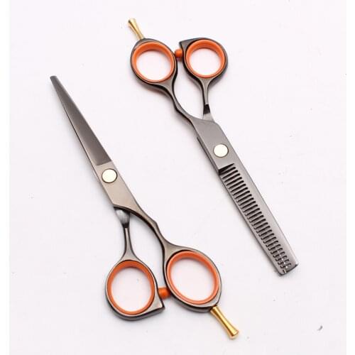 C1014 5.5" 16cm Customize Logo Black Hairdressing Shears Cutting Barber Thinning Scissors Professional Salon Human Hair Scissors