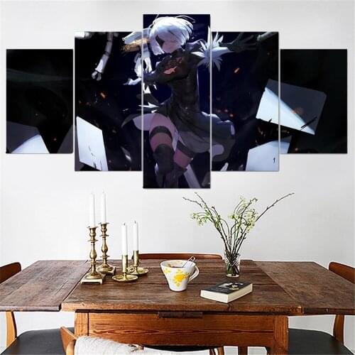 5 Piece Wall Art Canvas Game Posters Samurai Girls Picture And Prints Modern Home Decorative Living Room Decoration Paintings