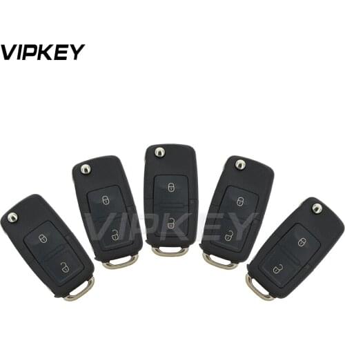 Remotekey 5pcs 2 button 1J0 959 753 N ID48 chip 433 Mhz Flip car remote key for VW for Volkswagen Golf Lupo Passat Polo
