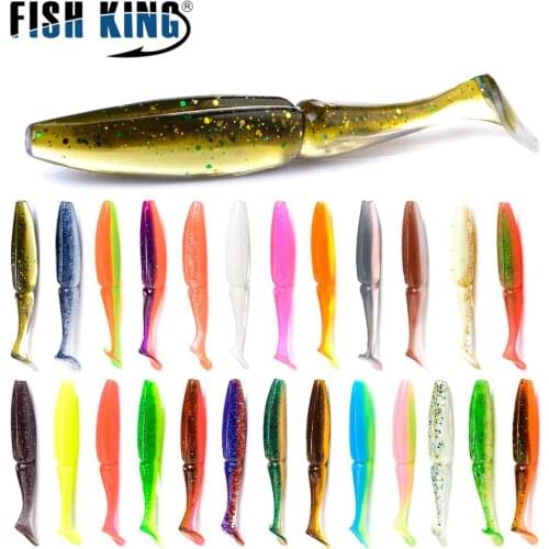 FISH KING 9cm/10.5cm Silicone Bait T Tail Worm Soft Fishing Lure 6-10pcs Jigging Shad Artificial Fishing Bait For Bass Wobblers