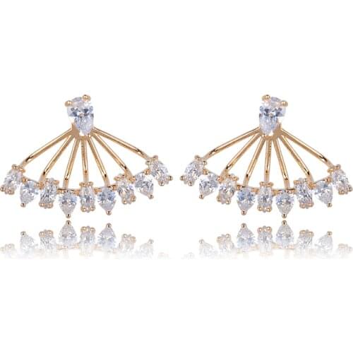 Luxury Umbrella Shape Flat Plate with Rare Trapezoidal Cubic Zircons Stud Earrings Brazil Hot Jewelry GLE5343