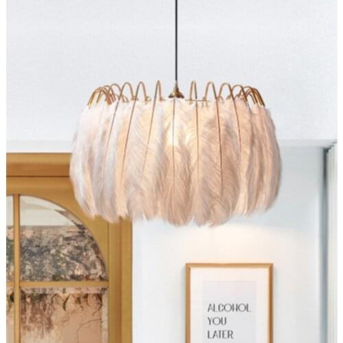 Nordic pendant lamp Modern Fairy feather pendant light Living Suspension Lighting Fixtures cafe lighting White Pendant Light