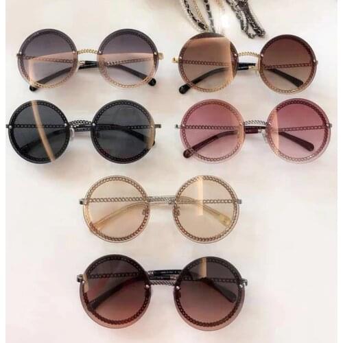 Luxury Brand Design Vintage Retro Rimless Sun Glasses Lady Female Shades Women Fashion Round Sunglasses