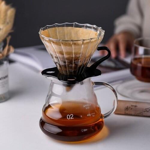 Glass Coffee Dripper Engine Style Coffee Drip Filter Cup Permanent Pour Over Coffee Maker with Separate Stand 350ml 600ml