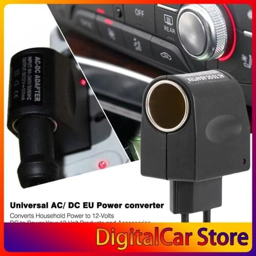 Universal Plastic + Metal 110V-240V 50-60Hz AC to 12V DC EU Car Power Adapter Adaptor Converter Cigarette Lighter