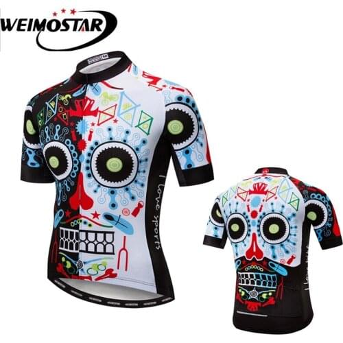 Weimostar Skull Cycling Jersey Mens Tops Maillot Ropa Ciclismo Short Sleeve MTB Cycling Clothing Bicycle Clothes Bike Wear