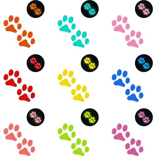 1/2pcs Cartoon Dog Paw Footprint Reflective Sticker for Car Auto Bumper Decor Night Driving Riding Safety Warning Sign Decals
